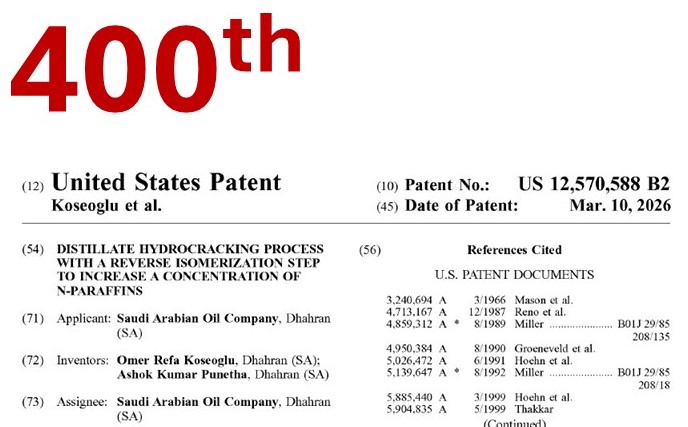 400th U.S. patent has now been granted